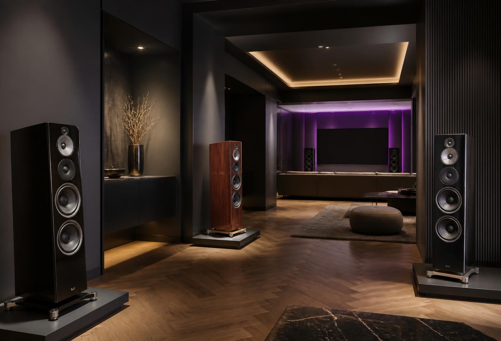 Metronica experience centre showroom with speakers on plinths